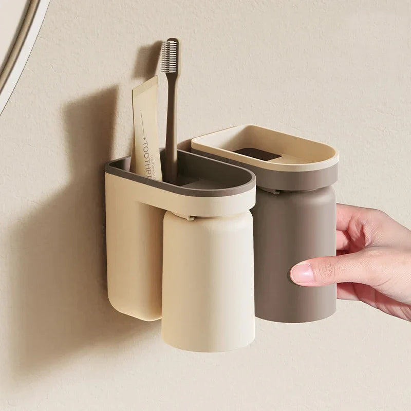 DuoClean 2-in-1 Wall Mount for Toothbrush and Cup – Clever Drill-Free Storage Stornfield
