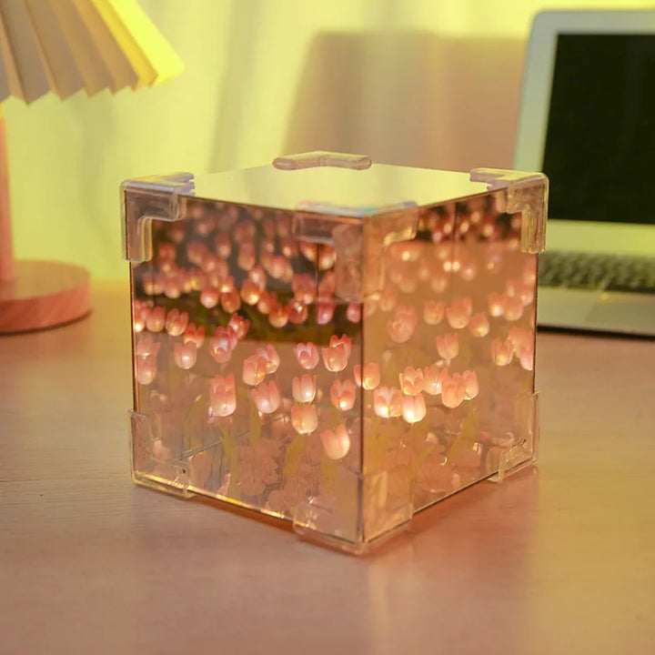 DIY Tulip Flower Sea Cube Lamp