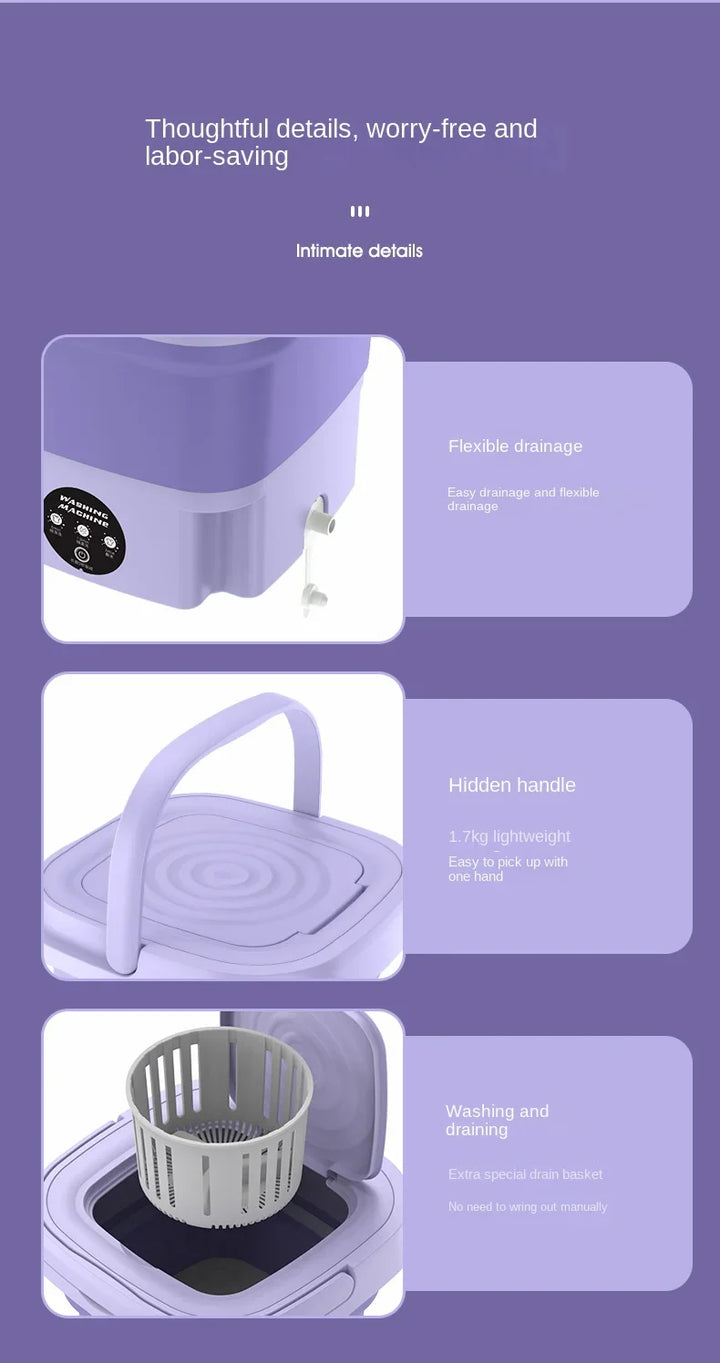 8L Portable Mini Folding Washing Machine