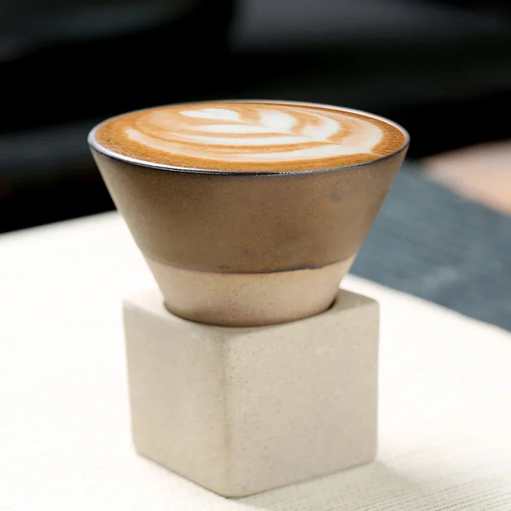 Stornfield | Japanese Coffee Cup with Saucer, 1 Piece, Retro Ceramic Tea Cup, Mug, Latte, Espresso, Pull0, Cappuccino Flower, New Ceramic Cup, 100 ml/3.5 oz