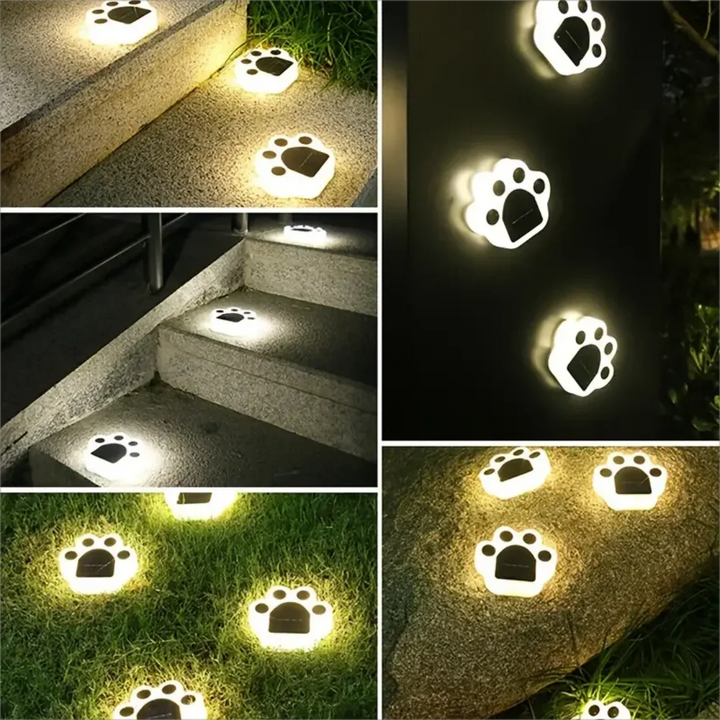 Glowing Paw LED Solar Pathway Outdoor Lights | Stornfield