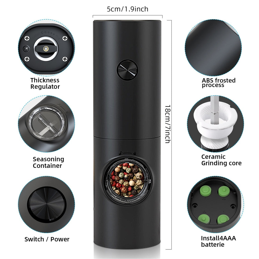 Stornfield | Automatic Electric Salt and Pepper Grinder with LED Light and Adjustable Coarseness - Perfect for Kitchen or Restaurant