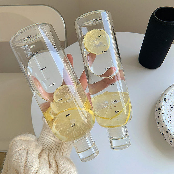 Stornfield | Heat-resistant Glass Water Bottle Time Scales