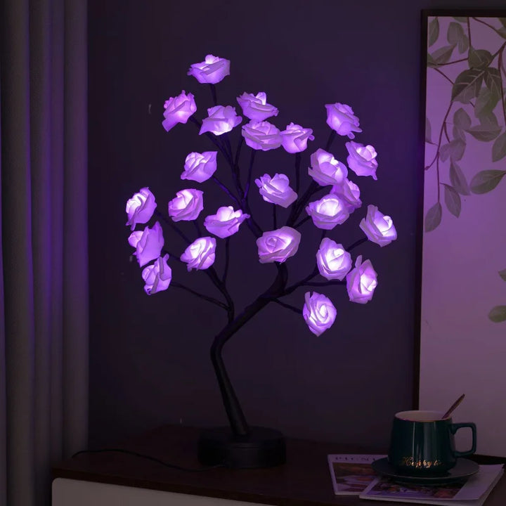 Stornfield | Lumières de Table en Fleurs Roses RGB 24LED USB Batterie Lampe de Fée Lumière de Nuit Décoration de Fête à Domicile Noël Mariage Chambre Cadeau