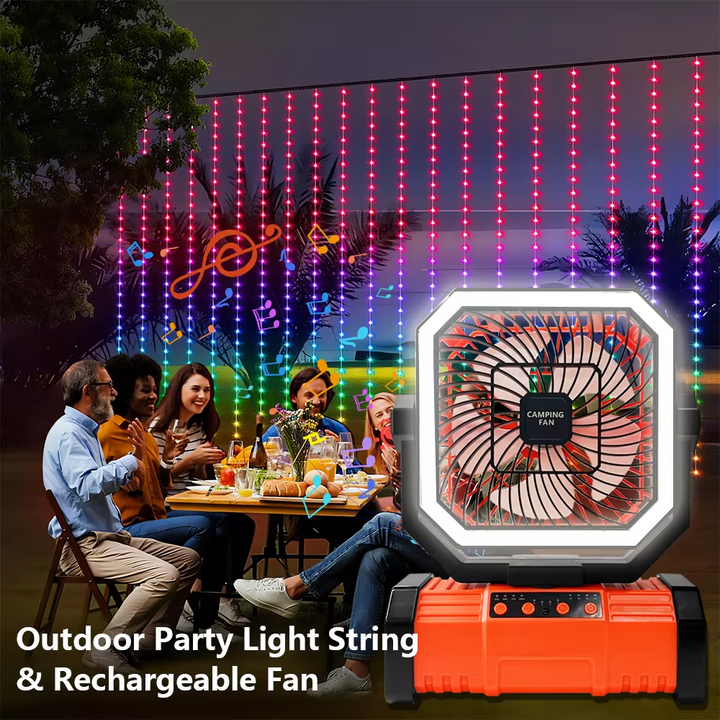 Rechargeable Camping Fan with 20000mAh Battery, 4 Speeds and LED Lantern | Stornfield