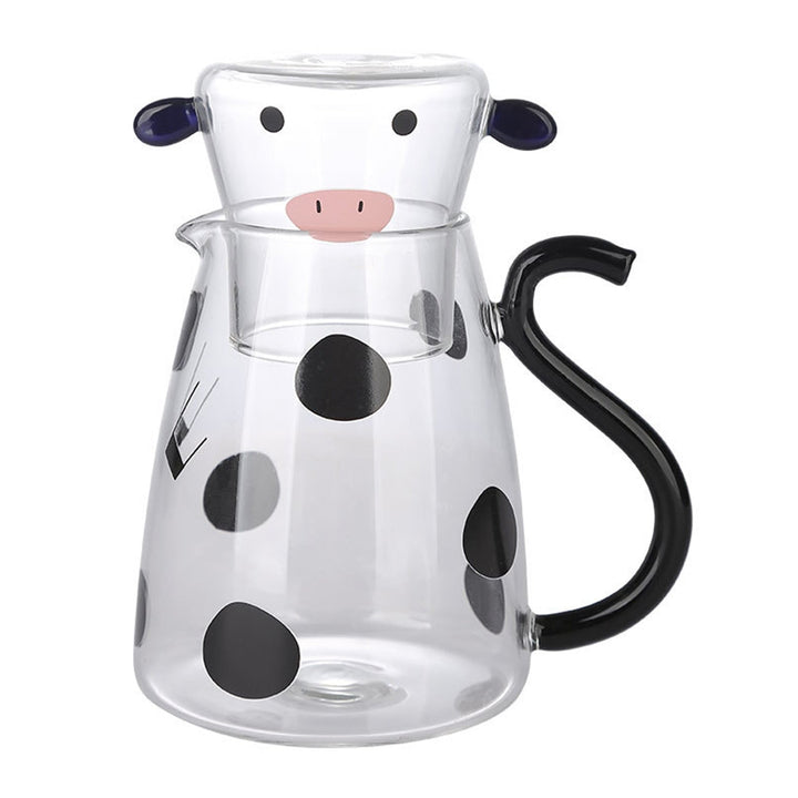 Cute cow glass jug with cup | Stornfield