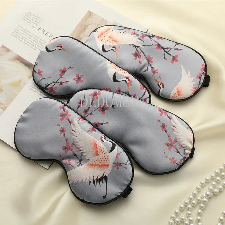Stornfield | Silk Crane – Luxury Silk Sleep Mask with Crane Pattern