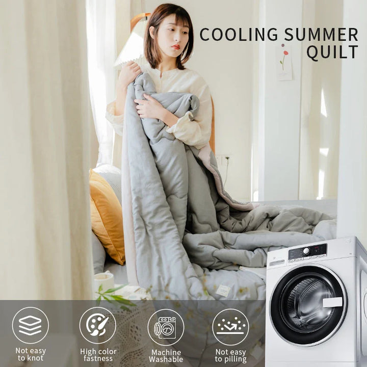 2024 Japanese Cotton-Polyester Summer Quilt – Lightweight, Washable, Skin-Friendly Solid Color Quilt | Stornfield