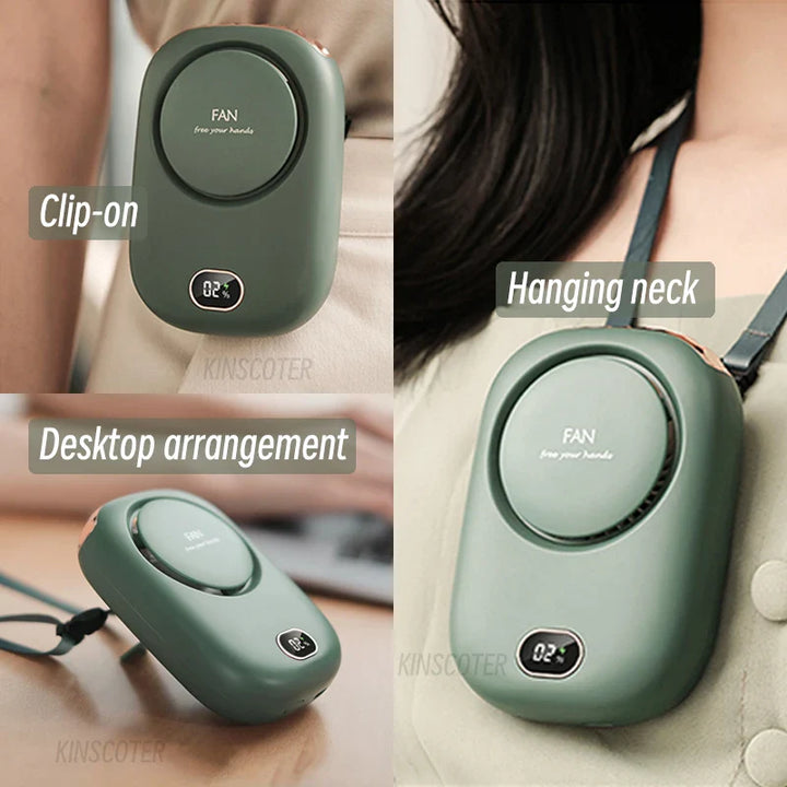 New Portable Hanging Neck Fan: Mini Cooling Waist Fans, Rechargeable Bladeless Fans - Up to 12 Hours Outdoor Use, 2000mAh | Stornfield