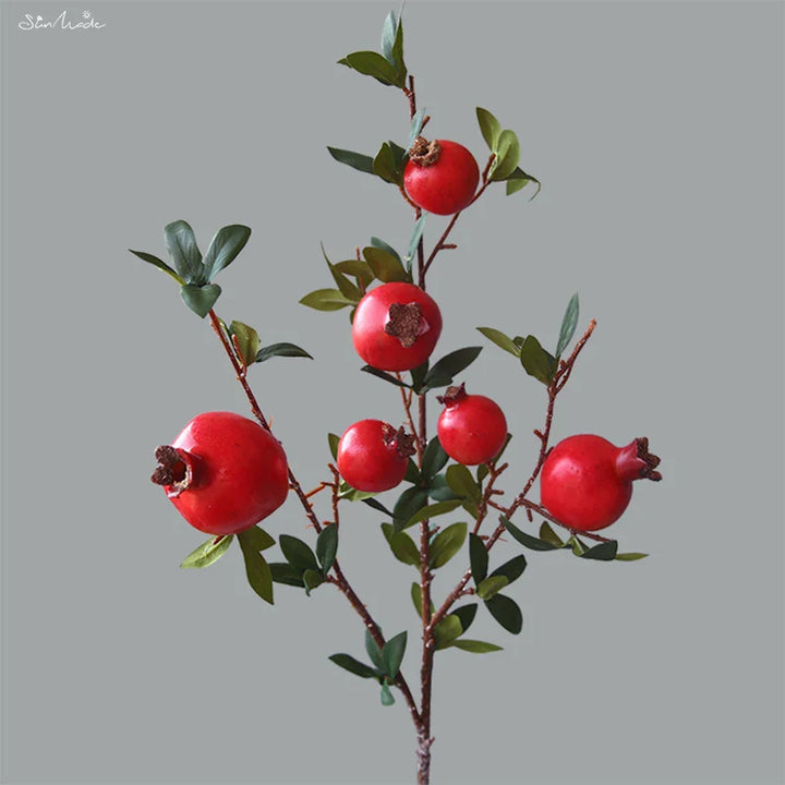 6-Piece Artificial Pomegranate Fruit Branch with Leaves | Stornfield