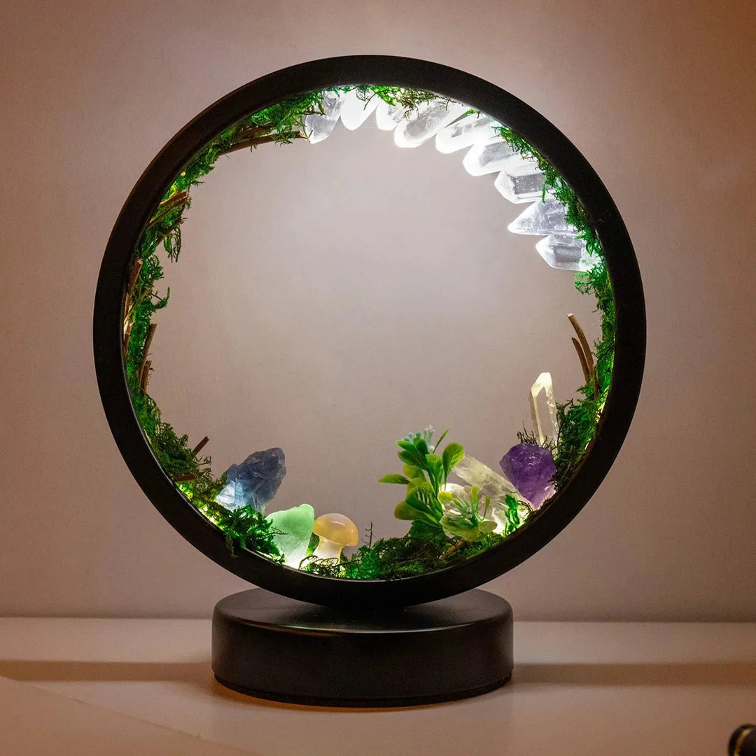 elegant round frame green crystals chic decoration | Stornfield
