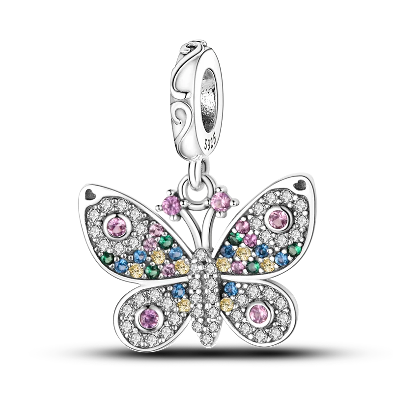 Stornfield | 925 Sterling Silver Charms, Leopard Gold Beads, Colorful Chameleon Rhino Lion Beetle Cat Pendant Compatible with Original Pandora Bracelet Jewelry