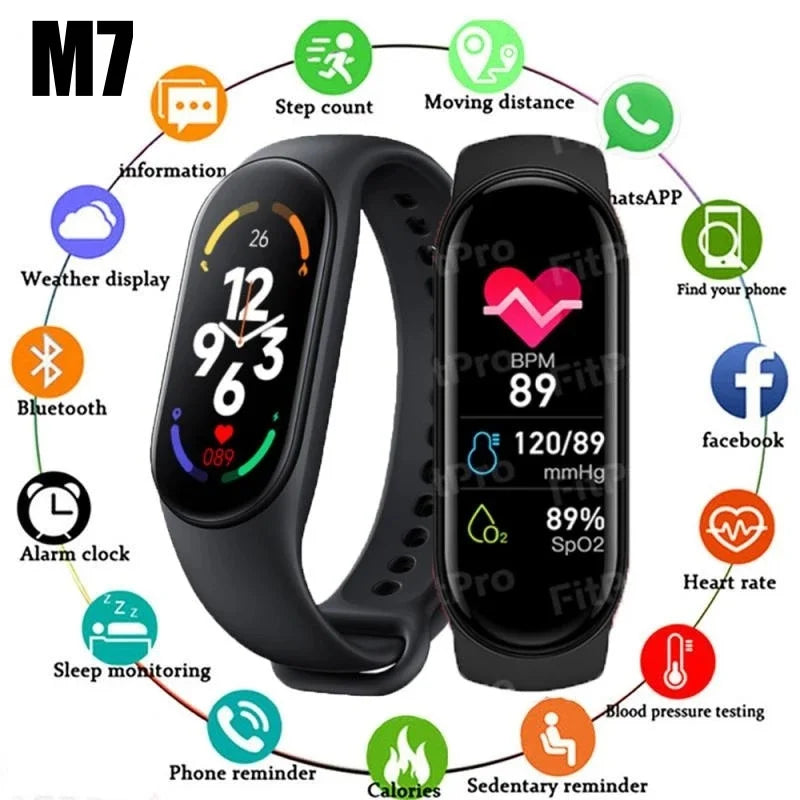 Stornfield | M7 Smartwatch Men Women Smartband Heart Rate Monitor Fitness Watch Blood Pressure Tracker Sport Bracelet for Xiaomi iPhone