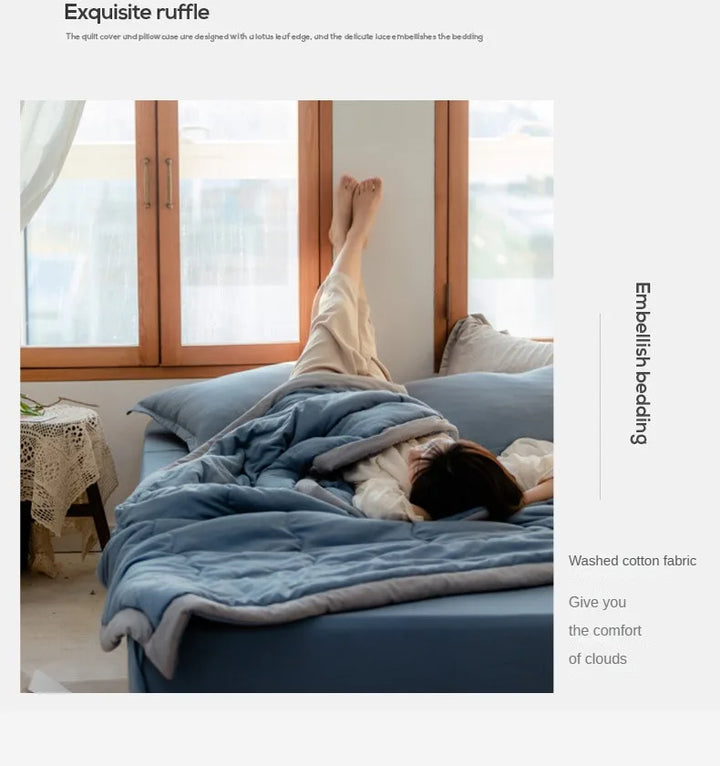 2024 Japanese Cotton-Polyester Summer Quilt – Lightweight, Washable, Skin-Friendly Solid Color Quilt | Stornfield