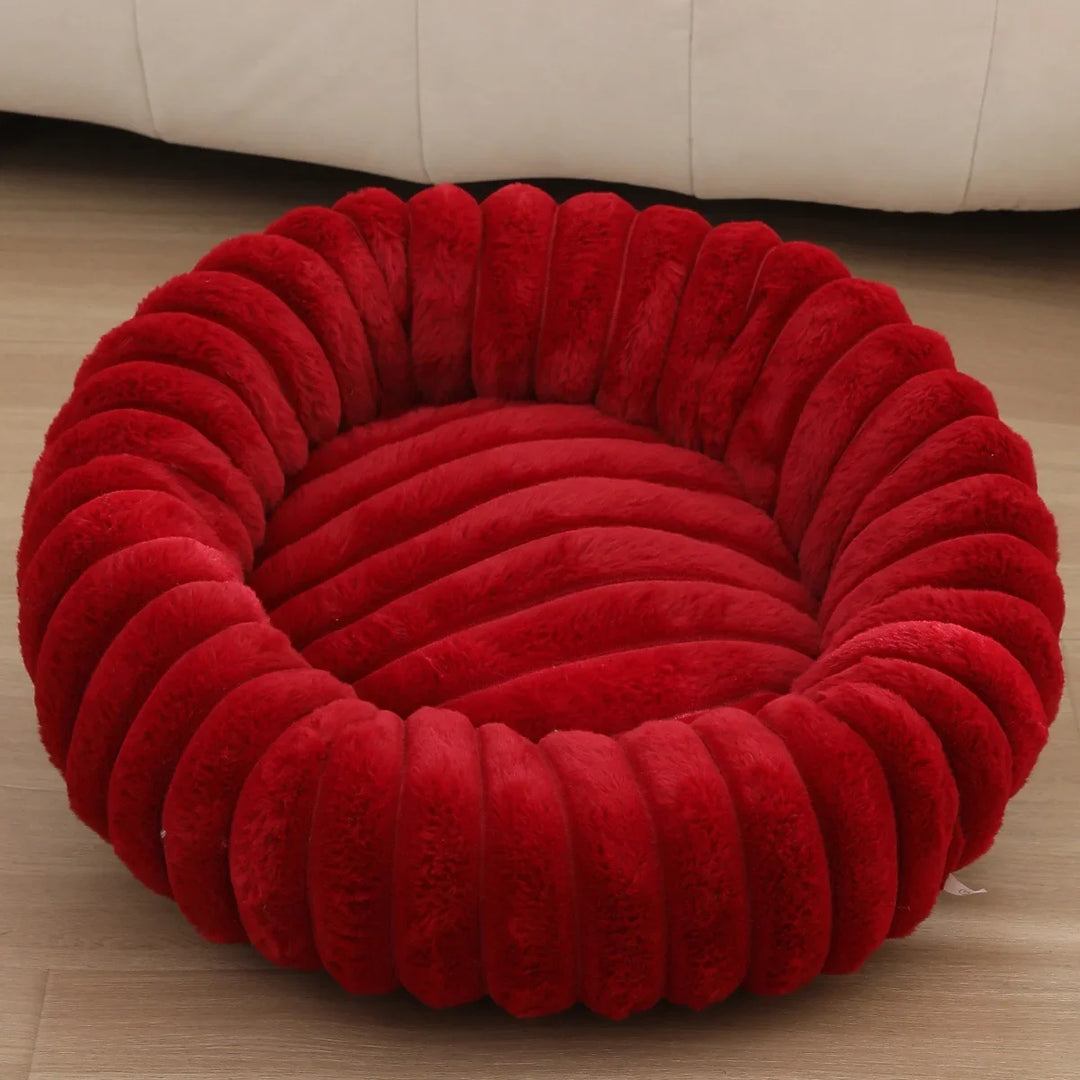 Stornfield round plush donut dog bed with non-slip bottom