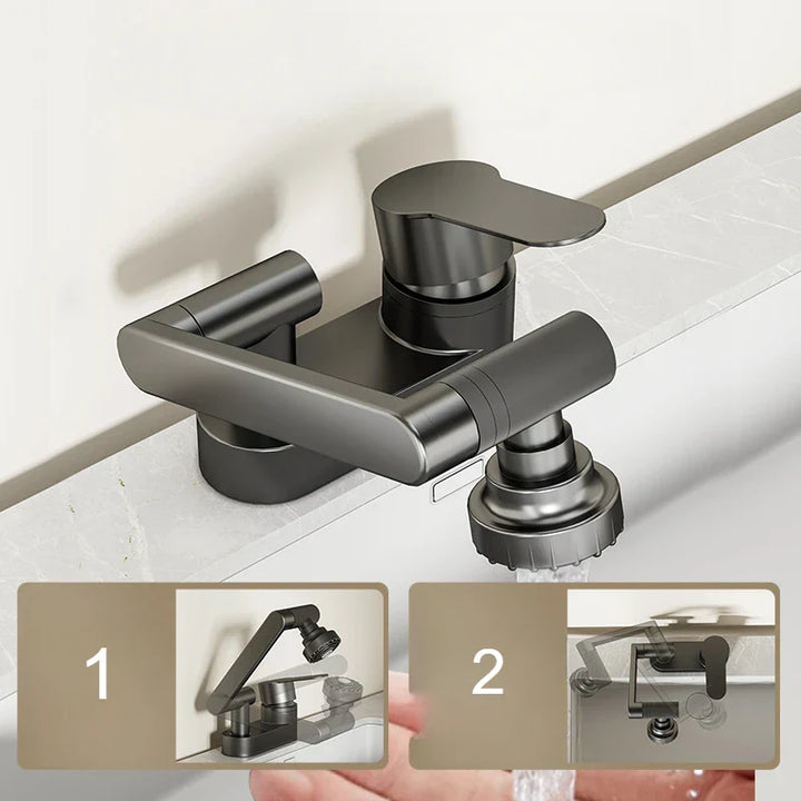 Aqua Twist Duo-Flex Basin Mixer – 360° swiveling two-hole faucet for hot and cold water Stornfield