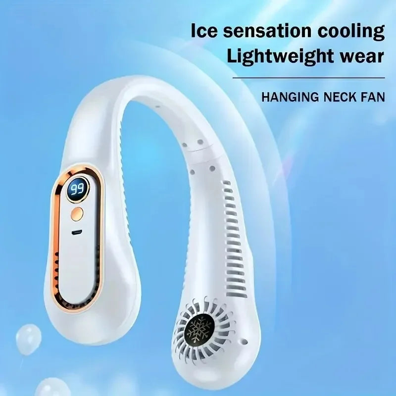 Hanging neck fan portable summer air cooler USB cooling fan with 5 speeds and digital displays - super technology and bladeless | Stornfield