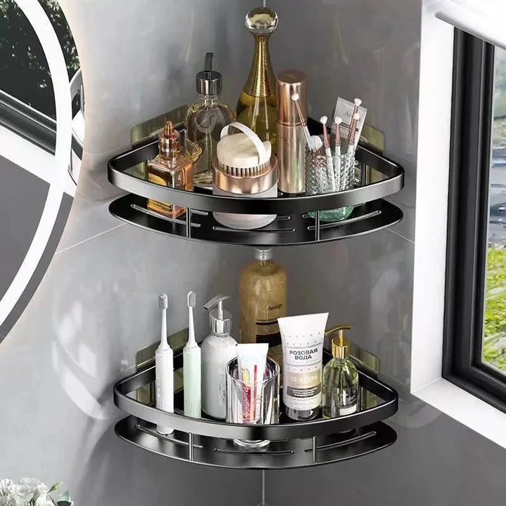 Corner Holder Aluminum Wall Shelf – Space-Saving Bathroom Organizer Without Drilling | Stornfield