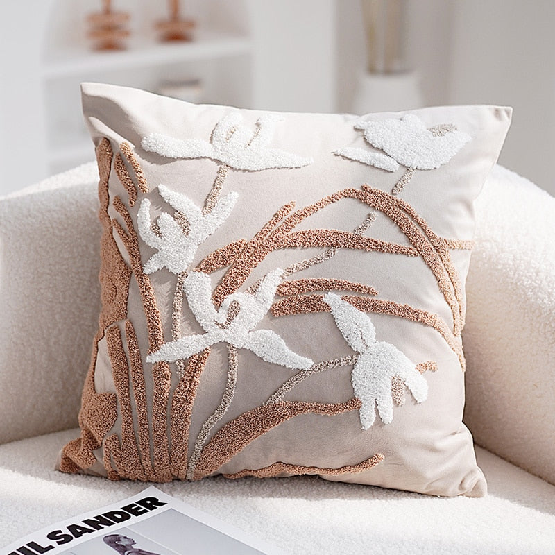 Embroidered Orchid Cushion Cover | Stornfield