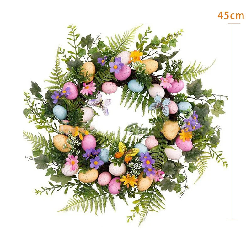 Stornfield | 5 Styles Easter Egg Wreath with Bow Ribbon, Easter Egg Garland, Door Ornaments, Wall Decor, Happy Easter 2023 Decoration for Home Kids