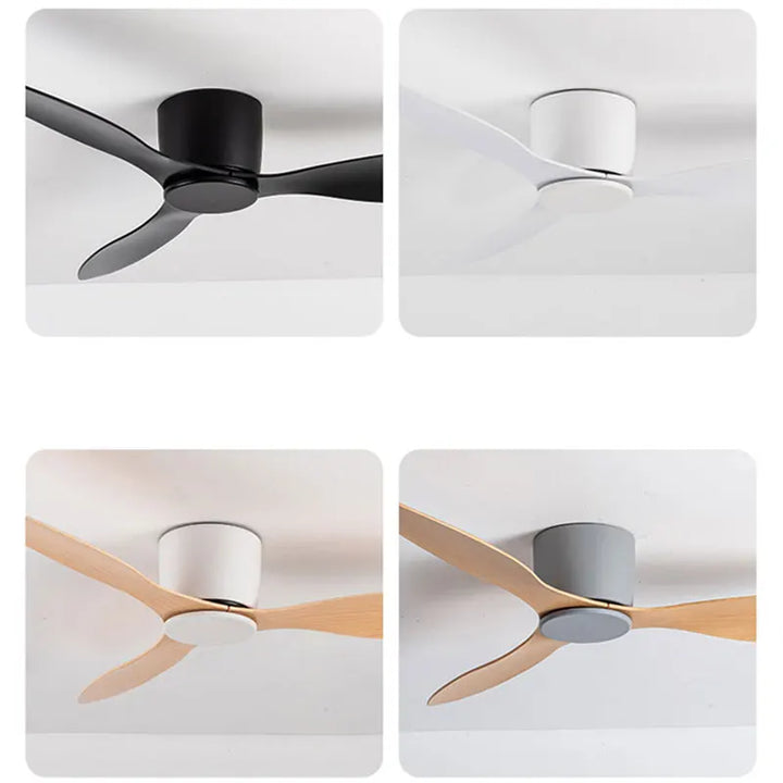 42-52 Inch Ceiling Fans with DC Motor — Remote Control Low Floor Cooling Fans, No Light, White Wood & Black Options | Stornfield