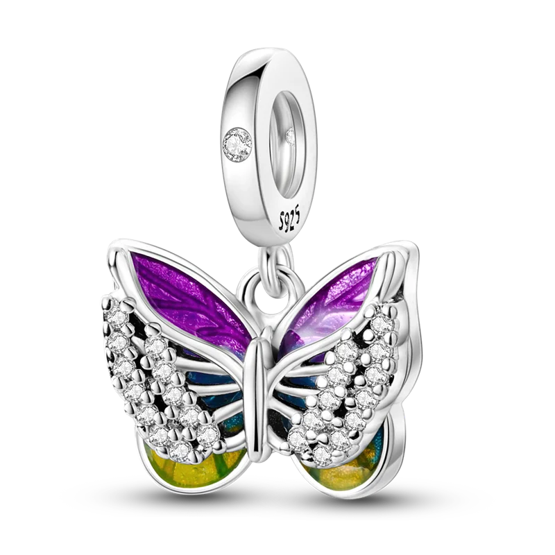 Stornfield | 925 Sterling Silver Charms, Leopard Gold Beads, Colorful Chameleon Rhino Lion Beetle Cat Pendant Compatible with Original Pandora Bracelet Jewelry