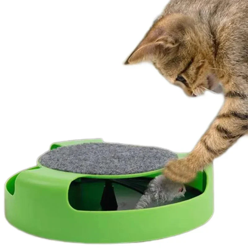 Stornfield Interactive Cat Toy with Rotating Mouse & Scratching Area