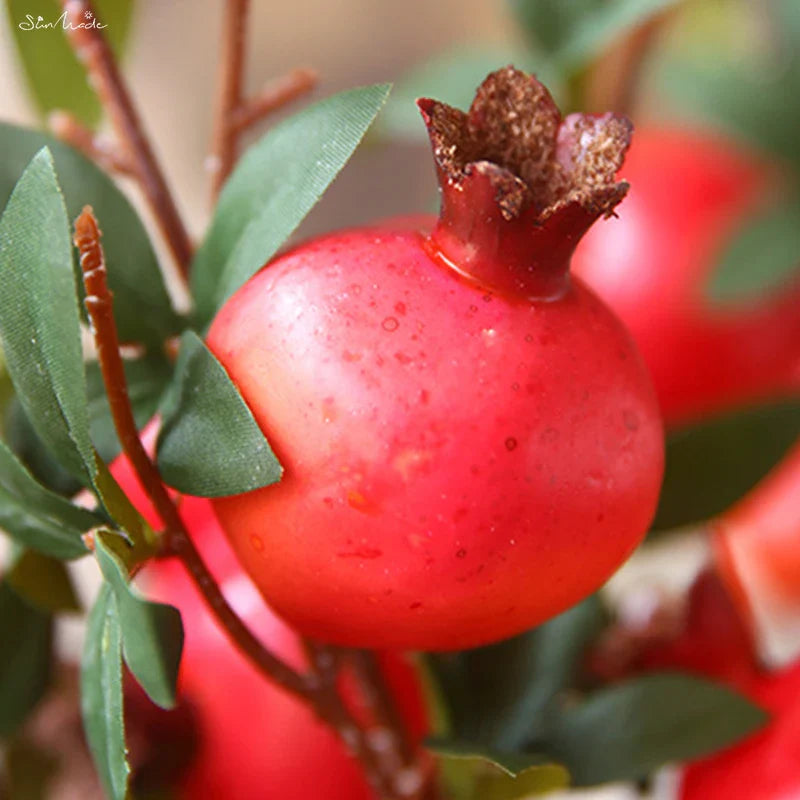 6-Piece Artificial Pomegranate Fruit Branch with Leaves | Stornfield
