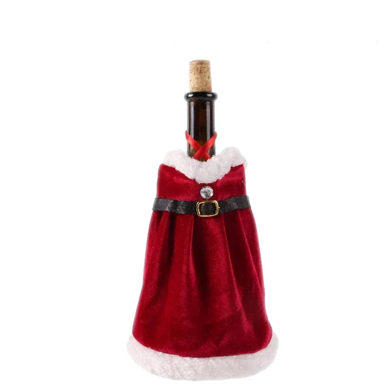 Christmas bottle cover with fur collar – festive cover for wine bottles, gnome decoration for Christmas, perfect as gift wrapping | Stornfield