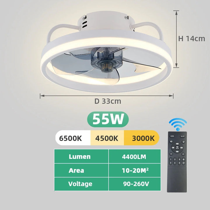 Modern LED Ceiling Fan Light with DC Motor - 6 Speed, Timer, Low Floor Attic Fan, Remote Control Decorative Light | Stornfield