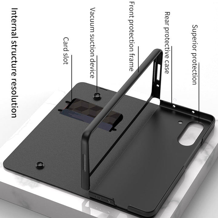 Stornfield | Glass Case with Shockproof Armor, Stand, Leather Pouch for Samsung Galaxy Z Fold 5/4