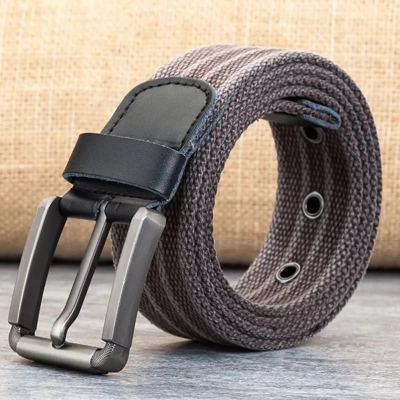 Stornfield | Men’s Canvas Belt – Adjustable Casual Striped Waistband