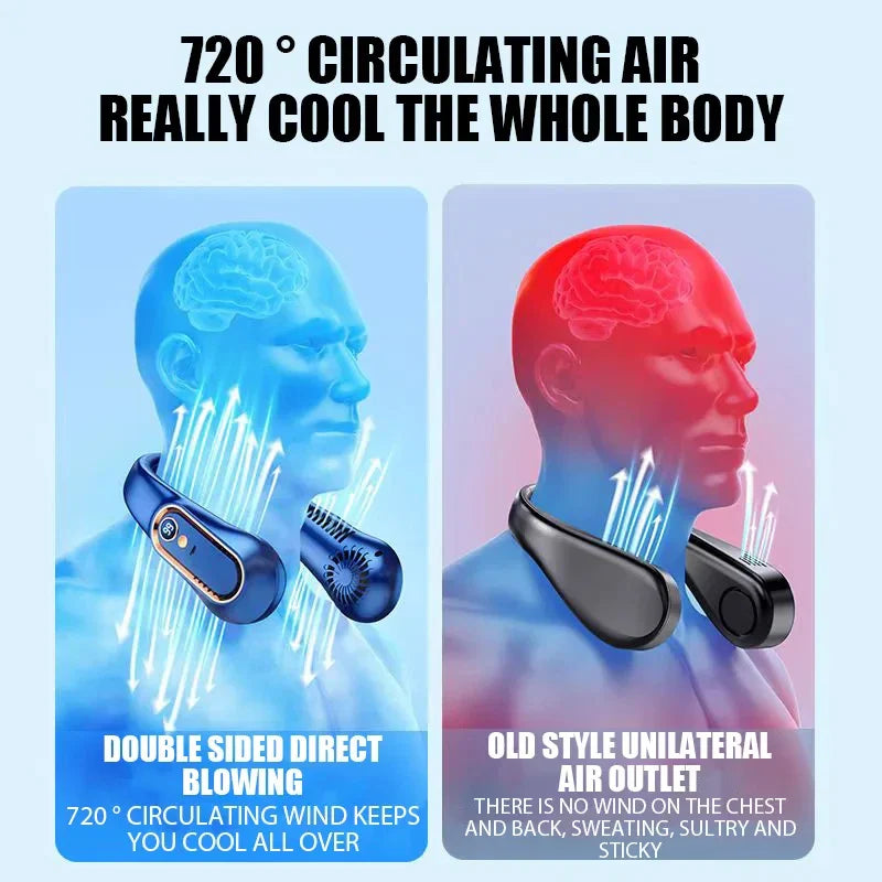 Portable Mini Bladeless Neckband Fan with Digital Display - USB Rechargeable Air Cooler for Neck, Hands-Free Cooling Experience | Stornfield