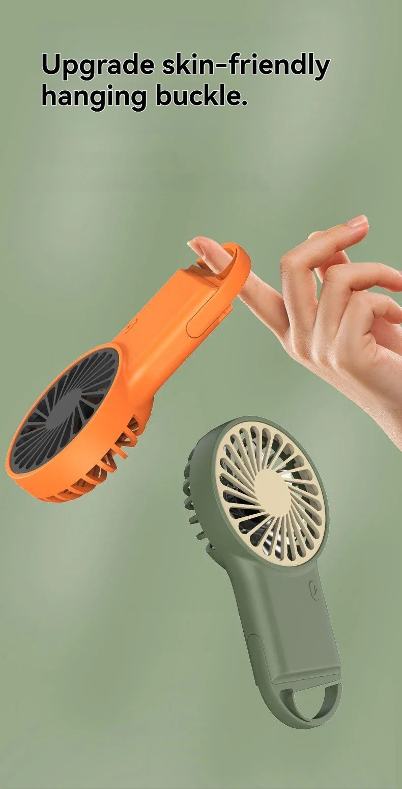 New Foldable USB Rechargeable Mini Fan | Handheld Desktop Fan with Cartoon Design & Hook for Outdoor, Home & Office Use | Stornfield