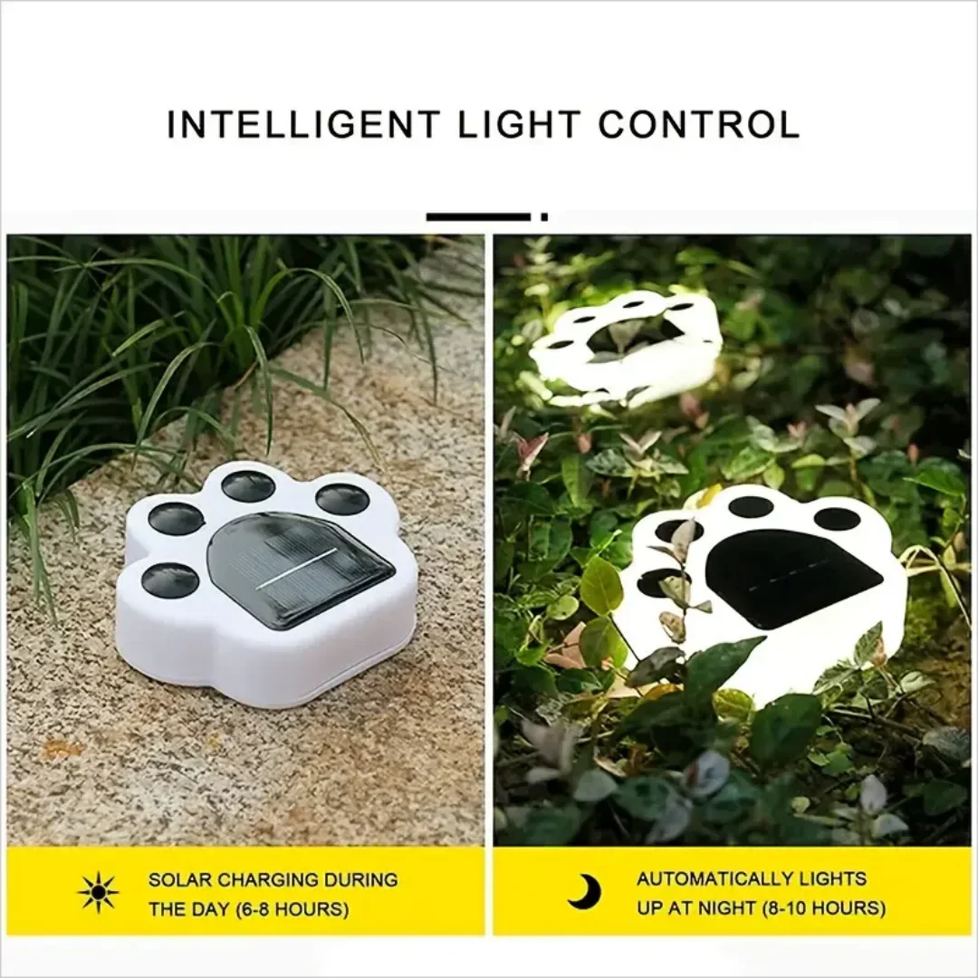 Glowing Paw LED Solar Pathway Outdoor Lights | Stornfield