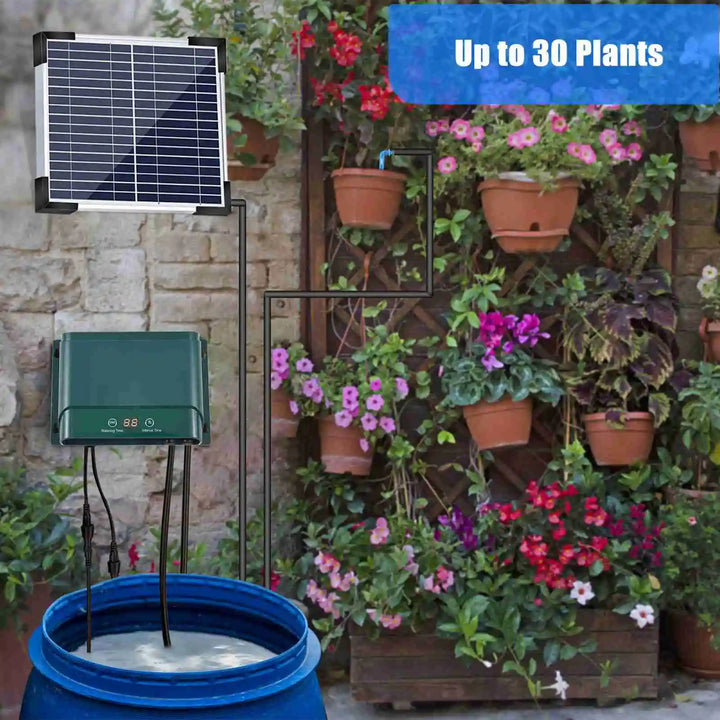Stornfield | Solar Drip Irrigation System Kit Automatic Watering with 30 Modes & 7 Timers – AquaFlow