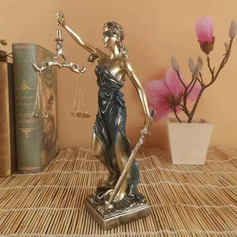 Stornfield | ERMAKOVA Antique Bronze European Statue of the Greek Goddess of Justice Resin Sculpture Fair Angels Ornaments Desktop Decoration Home Gift