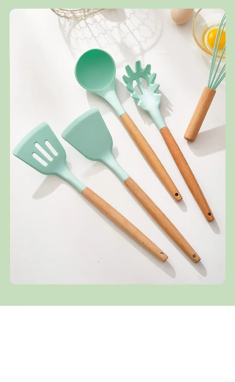 ChefEase – 12-piece Silicone Cooking Utensils Set with Wooden Handles | Stornfield