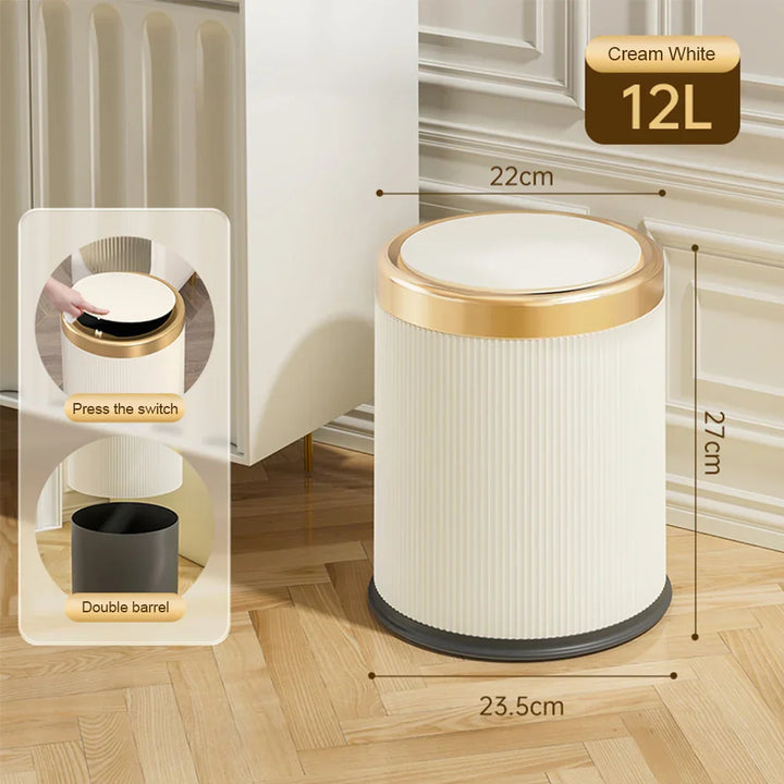 Modern rectangular waste bin | With lid & removable inner bin | For kitchen, bathroom & office Stornfield