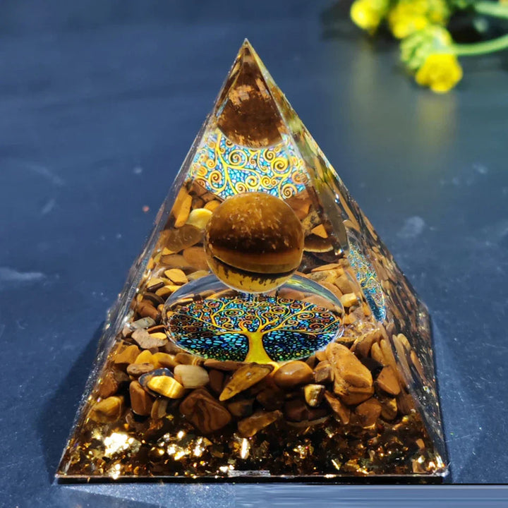 Orgonite Pyramid with Amethyst Pendulum – Energy, Protection and Decoration | Stornfield