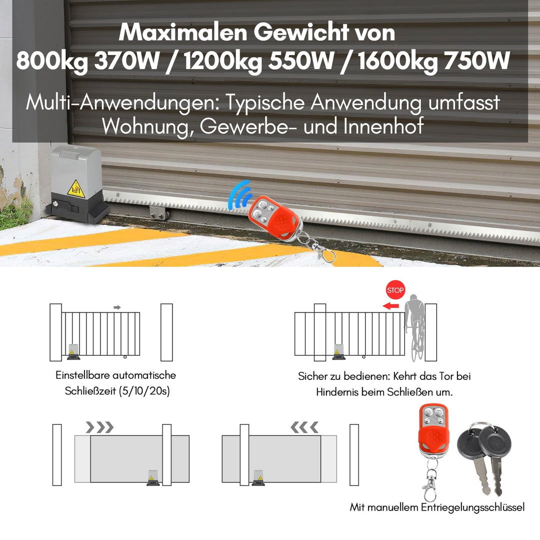 Sliding gate drive garage door opener 370W/550W/750W | Stornfield