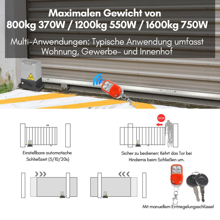 Sliding gate drive garage door opener 370W/550W/750W | Stornfield