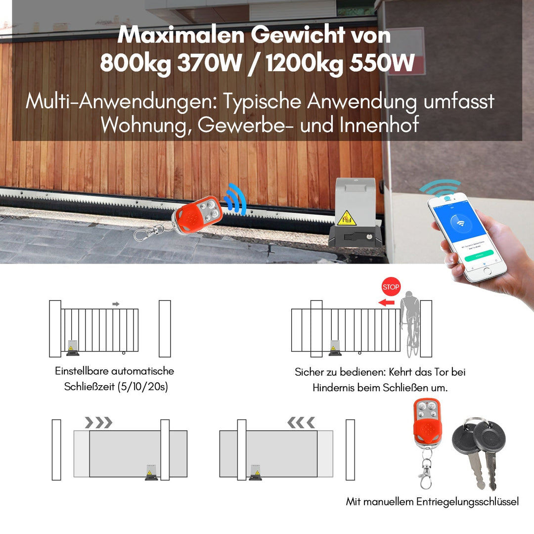 Sliding Gate Drive Garage Door Drive with App Control 370W/550W | Stornfield