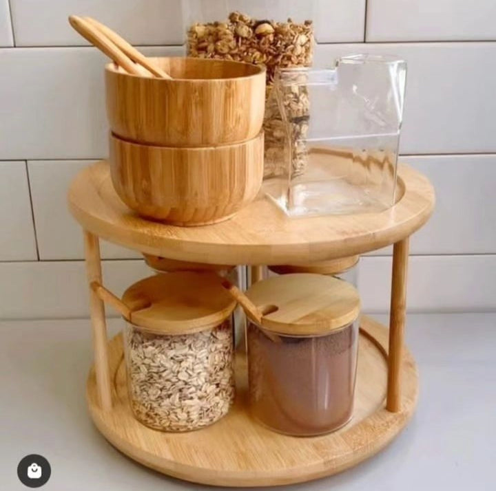 Stornfield | 2-Tier Rotating Bamboo Spice Rack