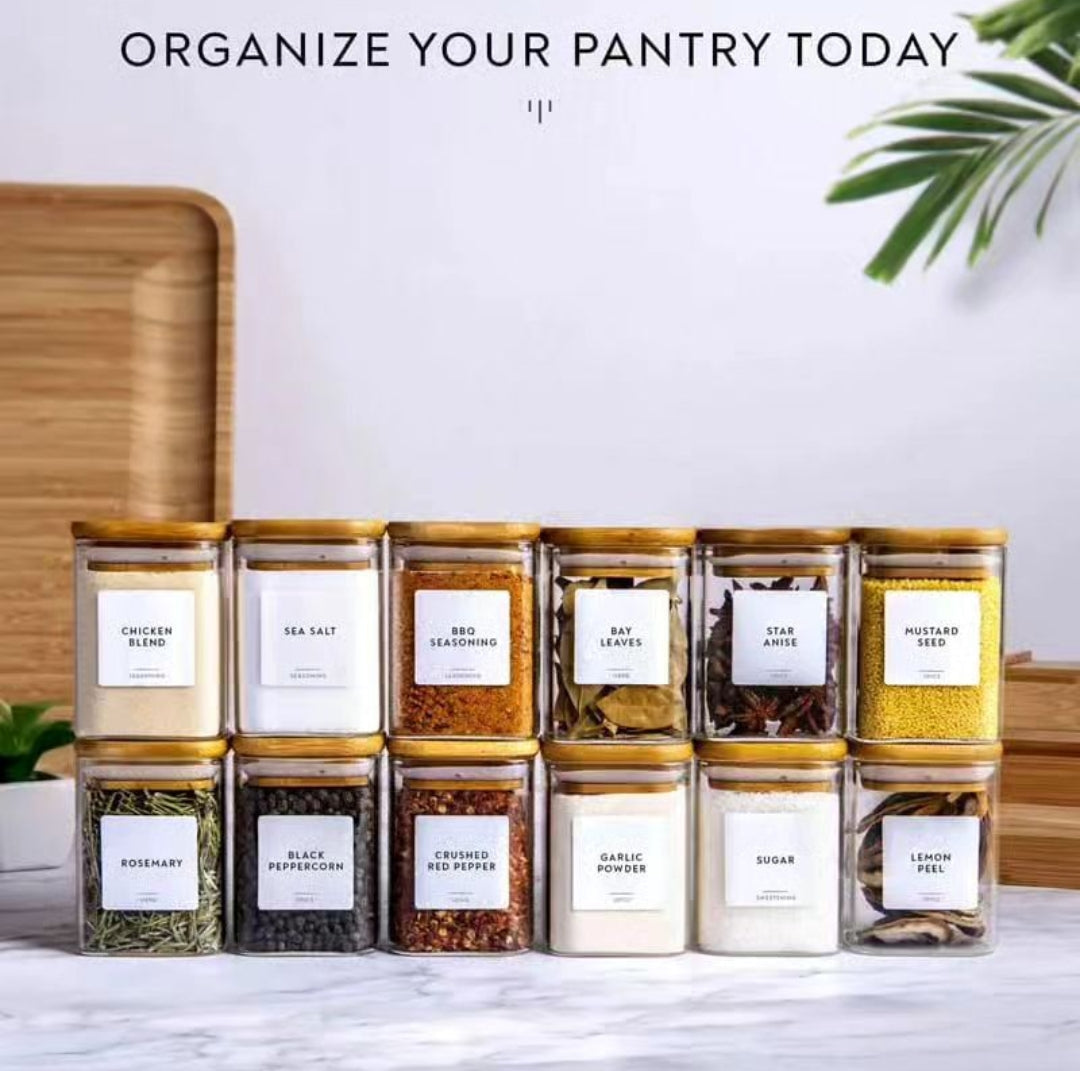 Stornfield | Set of 12 Glass Spice Jars