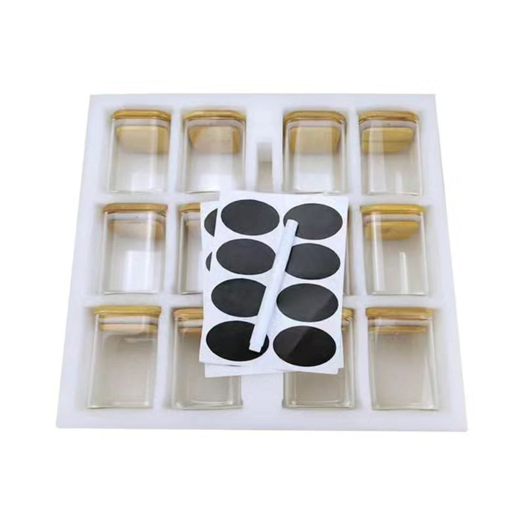 Stornfield | Set of 12 Glass Spice Jars