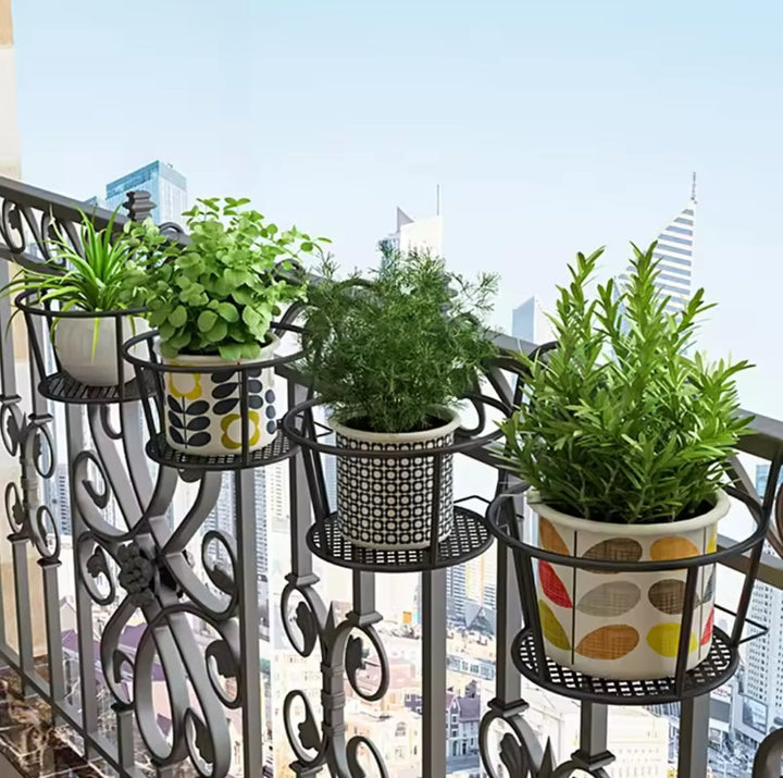 Stornfield | 3-piece Black Balcony Over-Rail Flower Pot Holder Nov