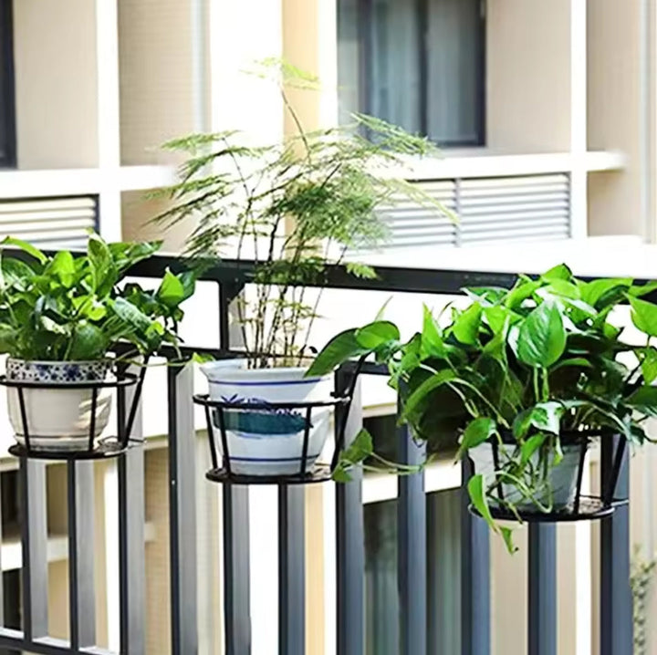 Stornfield | 3-piece Black Balcony Over-Rail Flower Pot Holder Nov