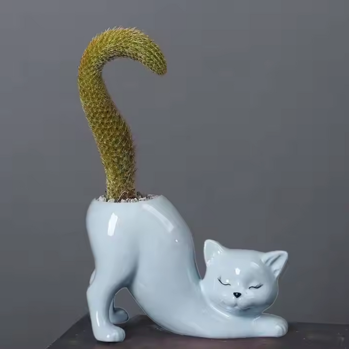 Cute Cat Flower Pot - Glazed Porcelain Succulent Planter | Stornfield