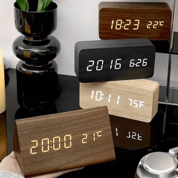 Voice-Activated LED Wood Clock | Stornfield